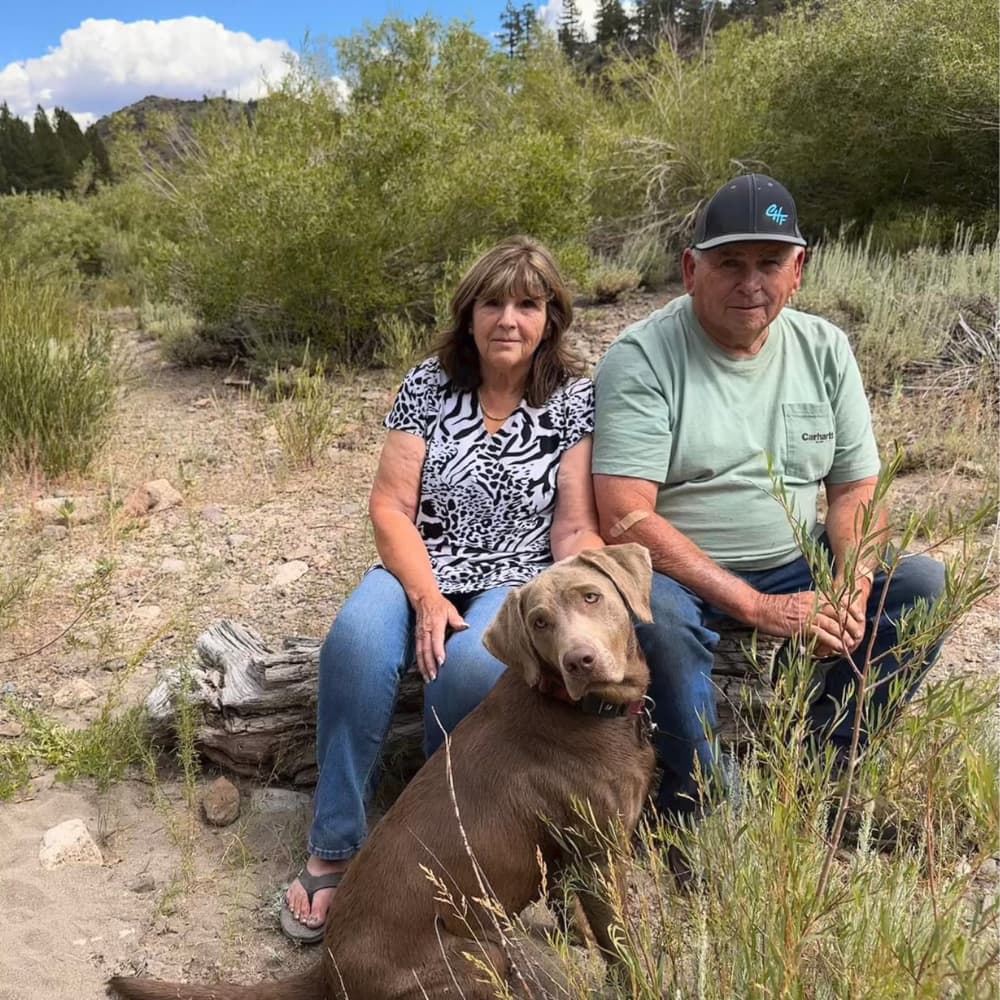 Labrador and family in the desert